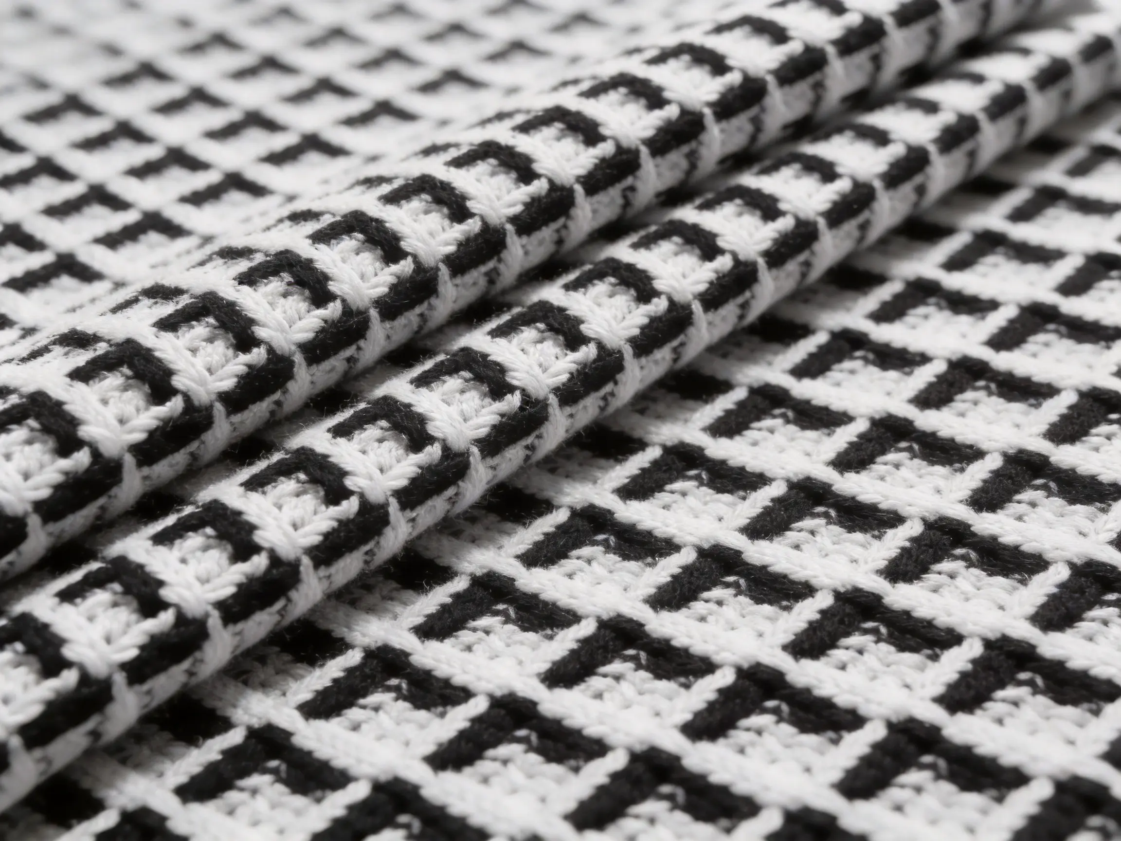 Jacquard Black and White Grid Fabric for Modern Apparel and Interior Design