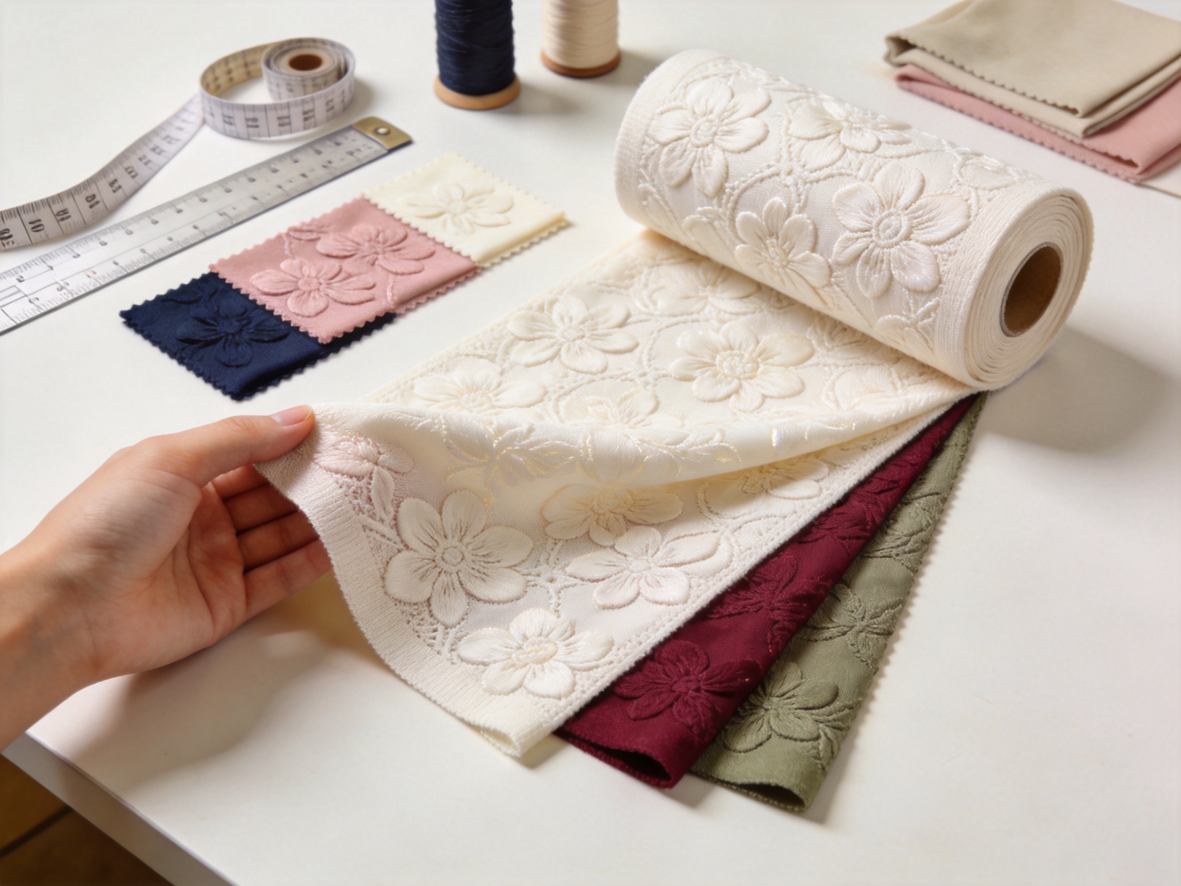 Floral-Patterned Knitted Jacquard Fabric for Elegant, Comfortable Apparel