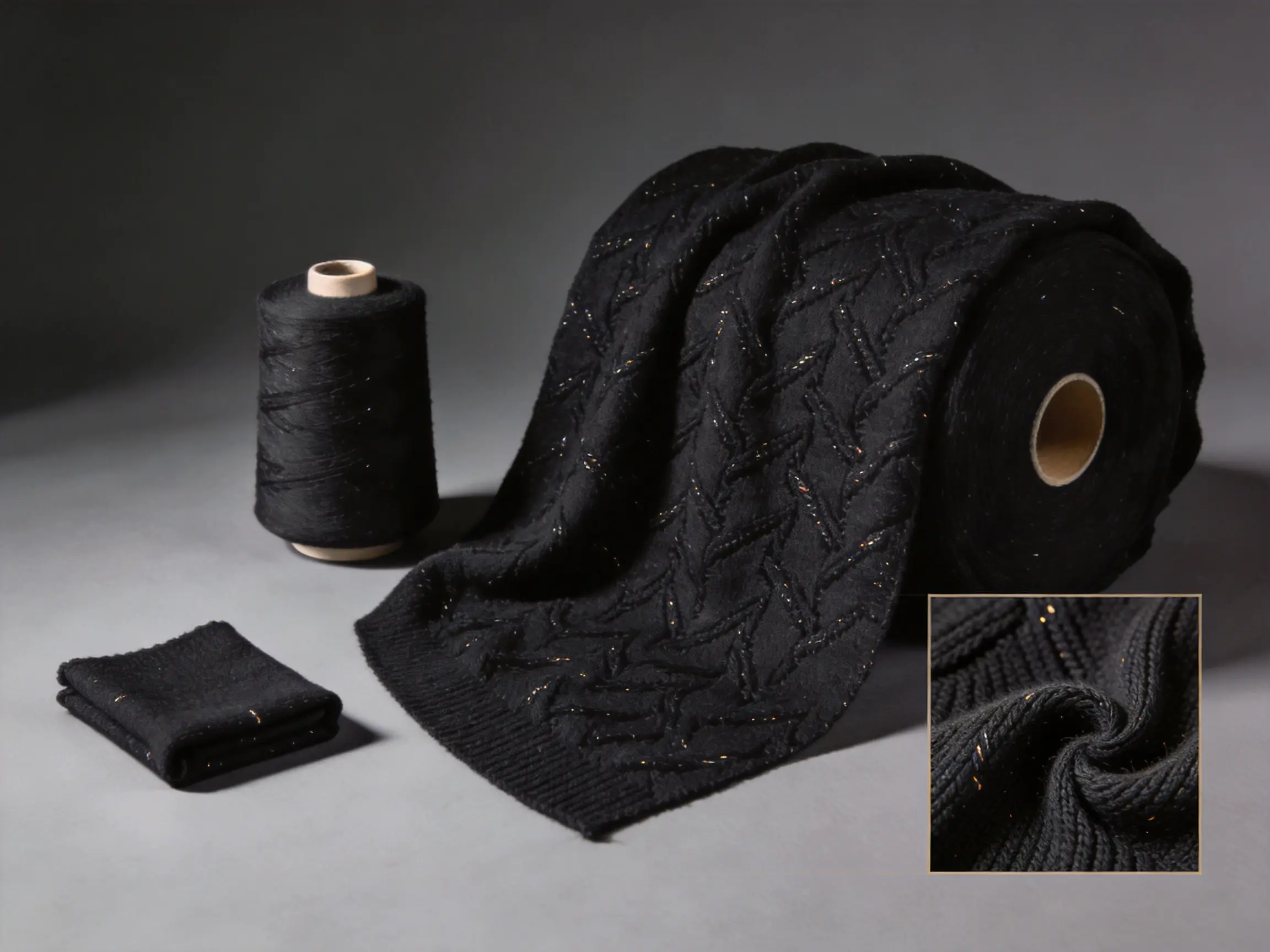 Black Slight Intermingled DTY Jacquard Fabric for Premium Apparel