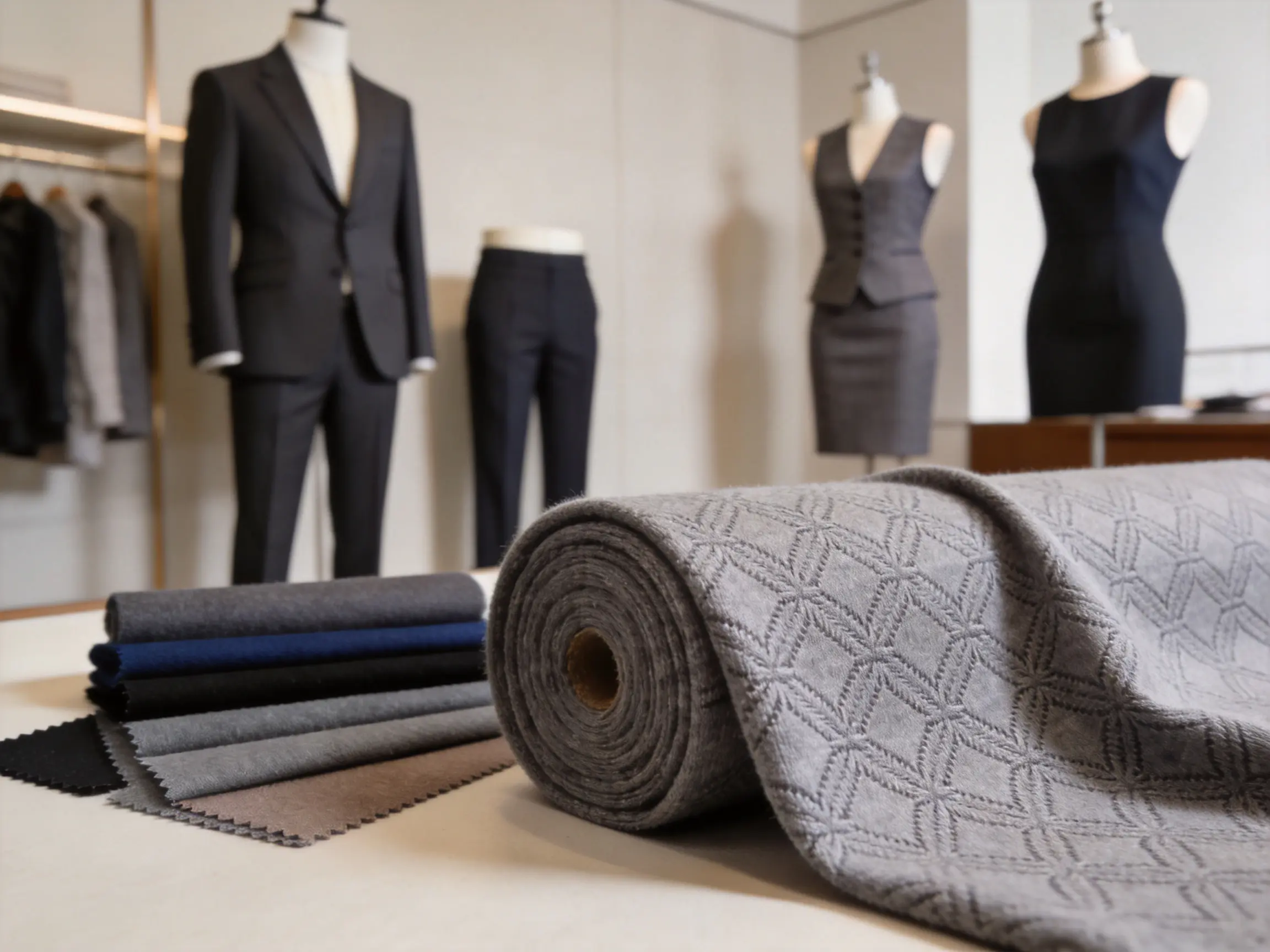 Premium Double-Knit Jacquard Fabric for Structured Suits and Modern Businesswear